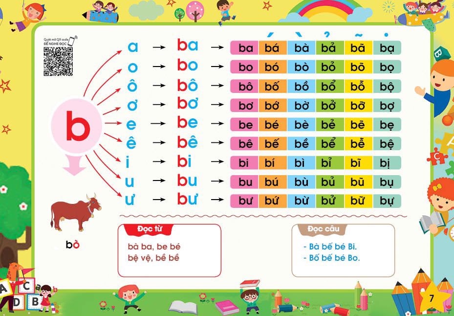 Combo Sách Tập Đánh Vần Tiếng Việt Phiên Bản Tương Tác - Quét Mã QR Nghe Đọc và Kể Chuyện Cho Trẻ Em Từ 4-6 Tuổi ( Có Kèm Bộ Thẻ Đánh Vần )