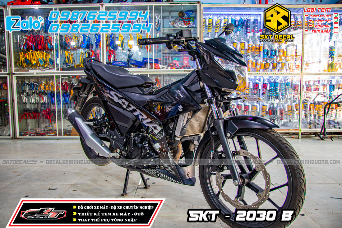 tem rời xe satria đen trắng tổ ong