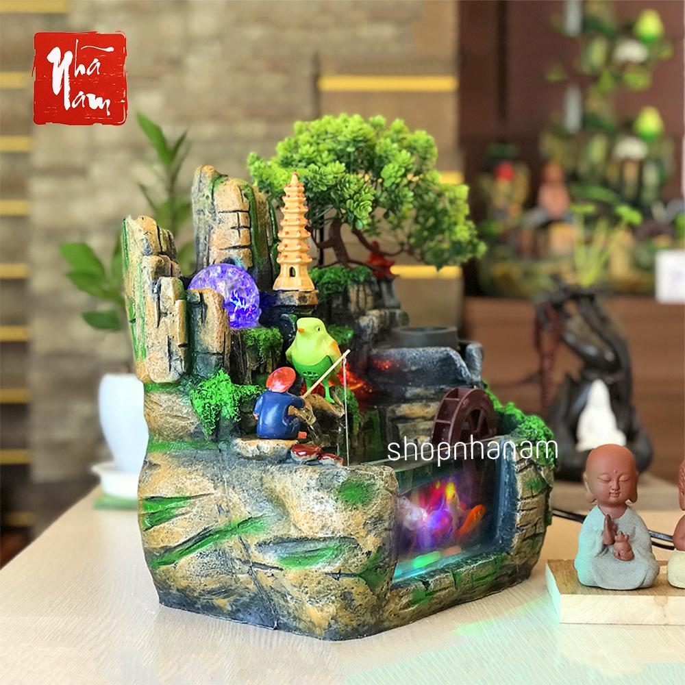 [Combo Thác + Đế] Thác nước phong thủy để bàn non bộ bể cá full phụ kiện