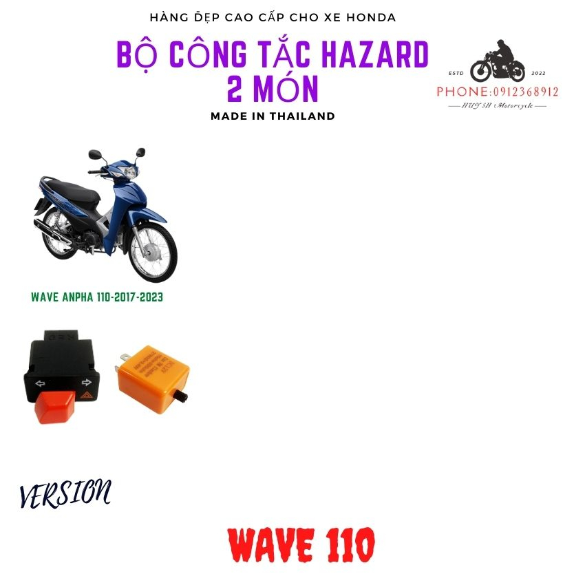 combo công tắc hazard đỏ và cục chớp cho wave 110 và wave RS