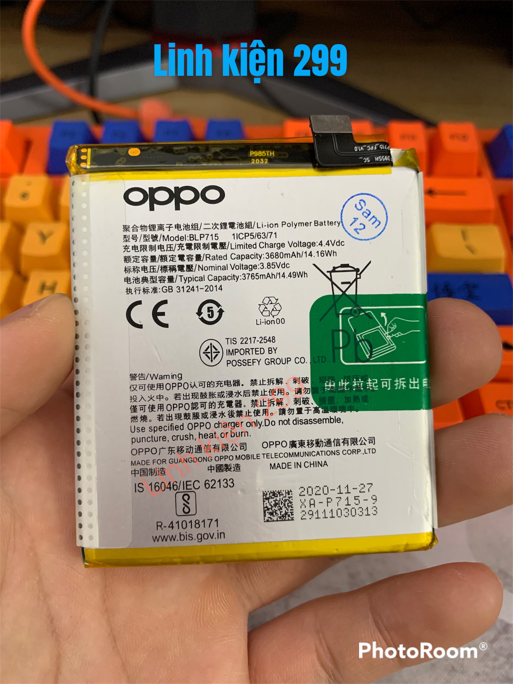 PIN OPPO K3 / REALME (BLP715) - DUNG LƯỢNG 3765 mAh