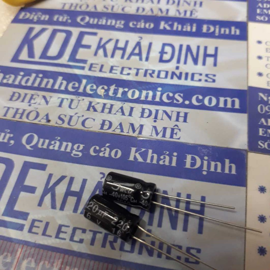 50 con TỤ HÓA, TỤ PHÂN CỰC 220uf 16V (gói 50 tụ) KDE1802
