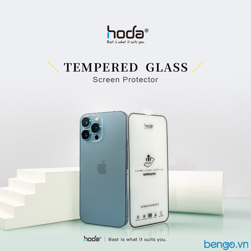 Dán Cường Lực IPhone 16 Pro Max/16 Pro/15 Pro Max/15 Pro/15 Plus/15/14/14 Plus/14 Pro/14 Pro Max/13/13 Pro/iPhone 13 Mini/iPhone 13 Pro Max HODA 2.5D Full Kèm Khung Dán