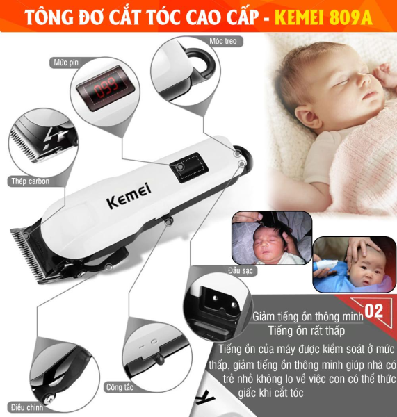 Tông đơ cắt tóc Kemei 809A không dây cao cấp màn hình LCD hiển thị- Tăng đơ hớt tóc cho bé, người lớn, trẻ em, gia đình, thú cưng tại nhà chuyên nghiệp, tong do cat toc ,tăng đơ cắt tóc cao cấp