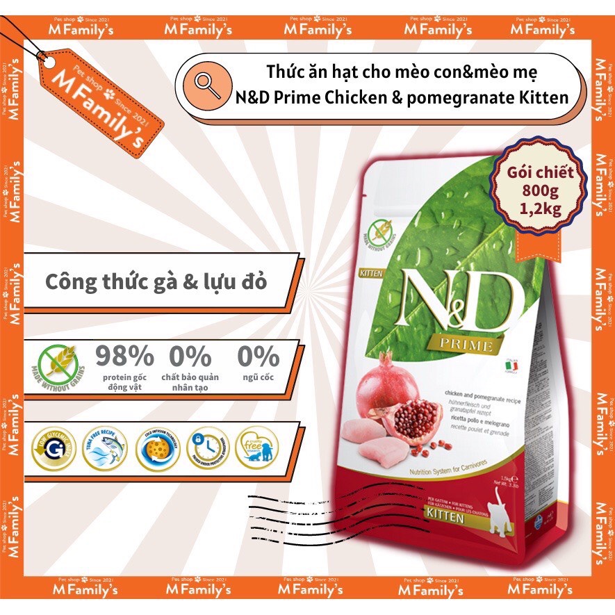 HẠT N&D cao cấp cho mèo, không ngũ cốc