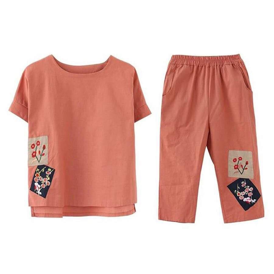 Sét bộ coton thêu hình 45-55-QH