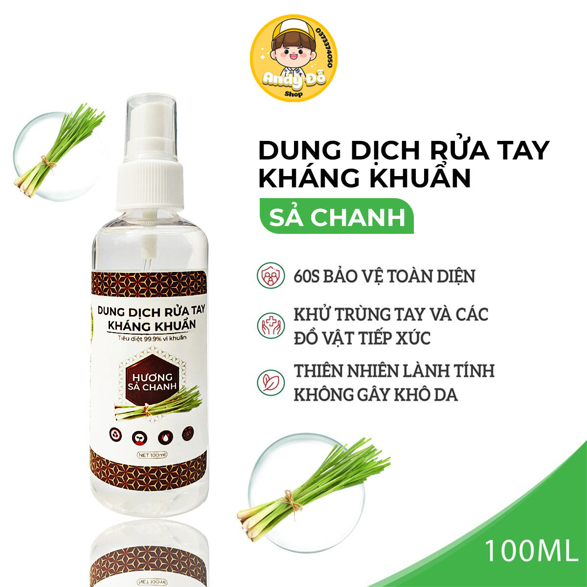 Dung Dịch Sát Khuẩn Sạch Tay Andy Đỗ 100ml.