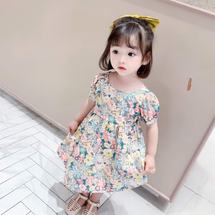 váy hoa nơ lưng cho bé gái