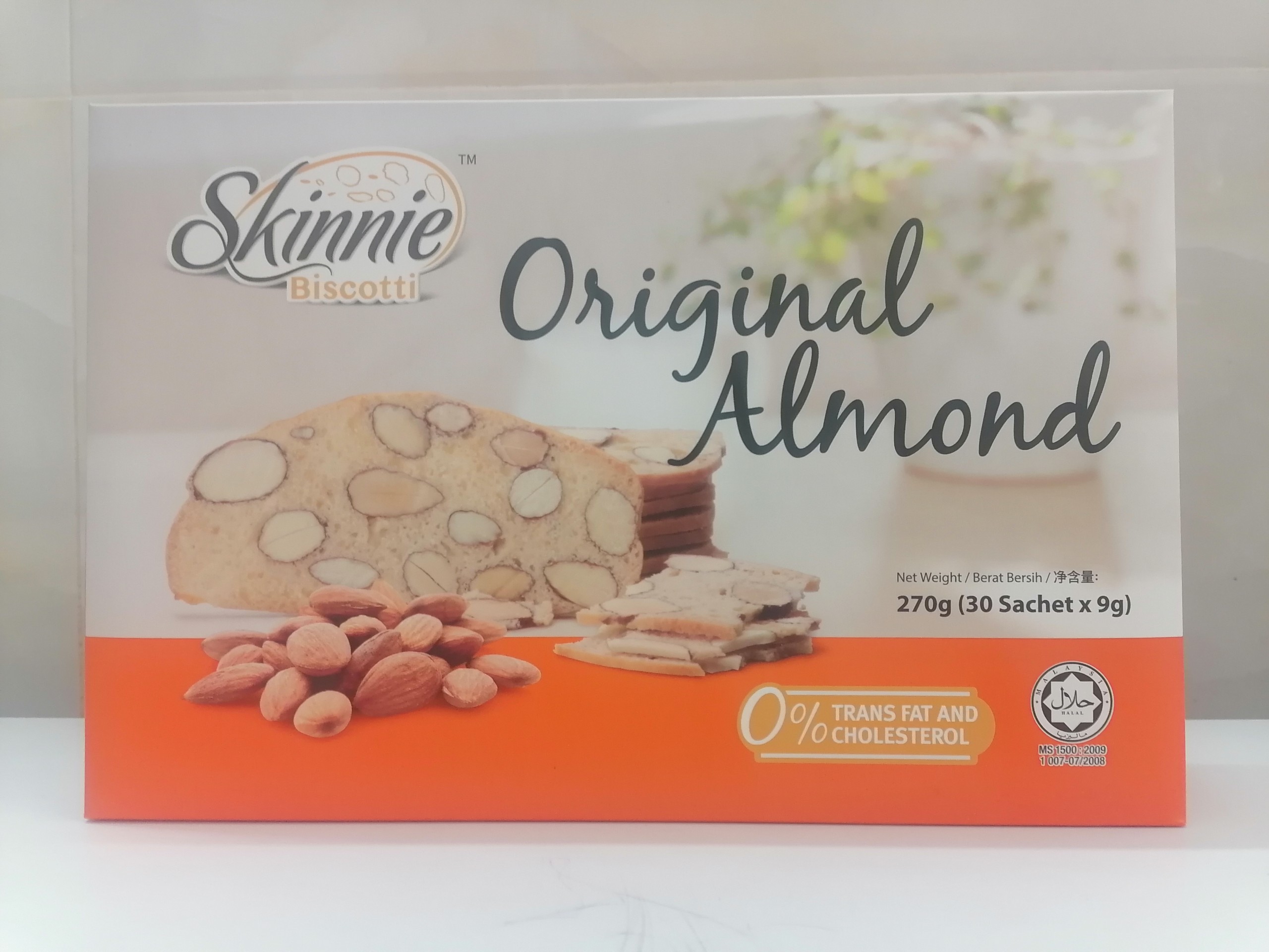 [270g - BISCOTTI] Bánh ăn kiêng hạnh nhân giòn [Malaysia] SKINNIE Biscotti Original Almond (halal) (tbo-hk)