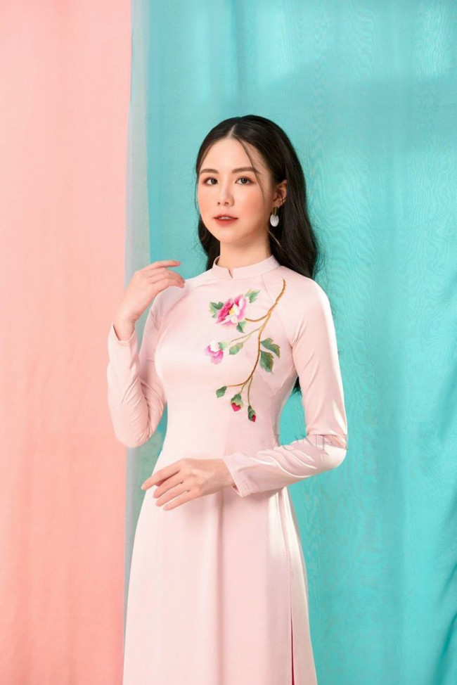 [HCM]Set áo dài họa tiết lụa tây thi