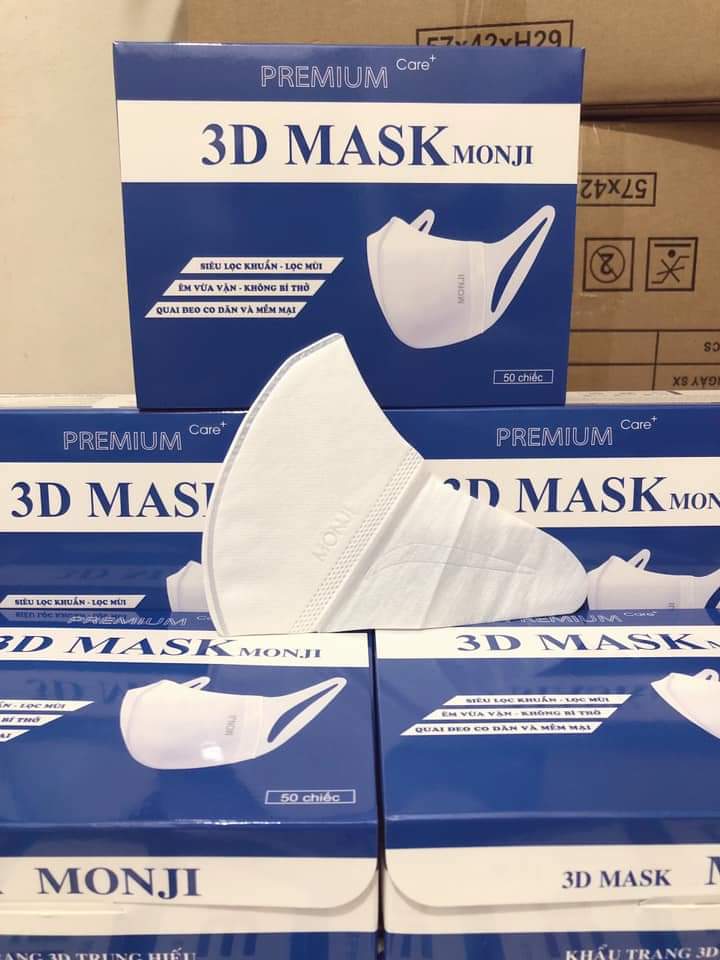 Hộp 50 chiếc khẩu trang 3D mask Monji thời trang chính hãng