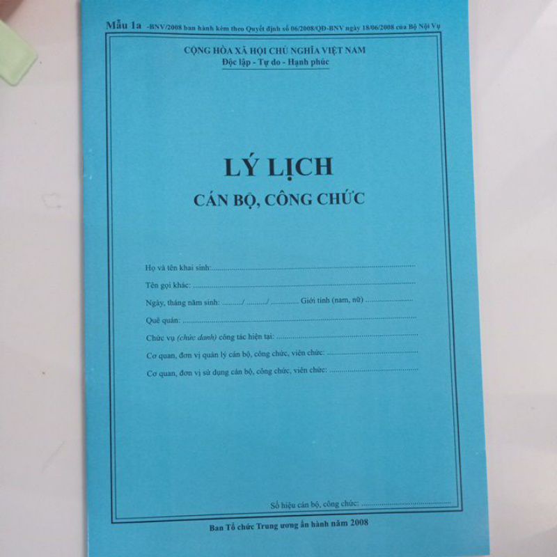 Lý lịch cán bộ công chức (3 quyển)