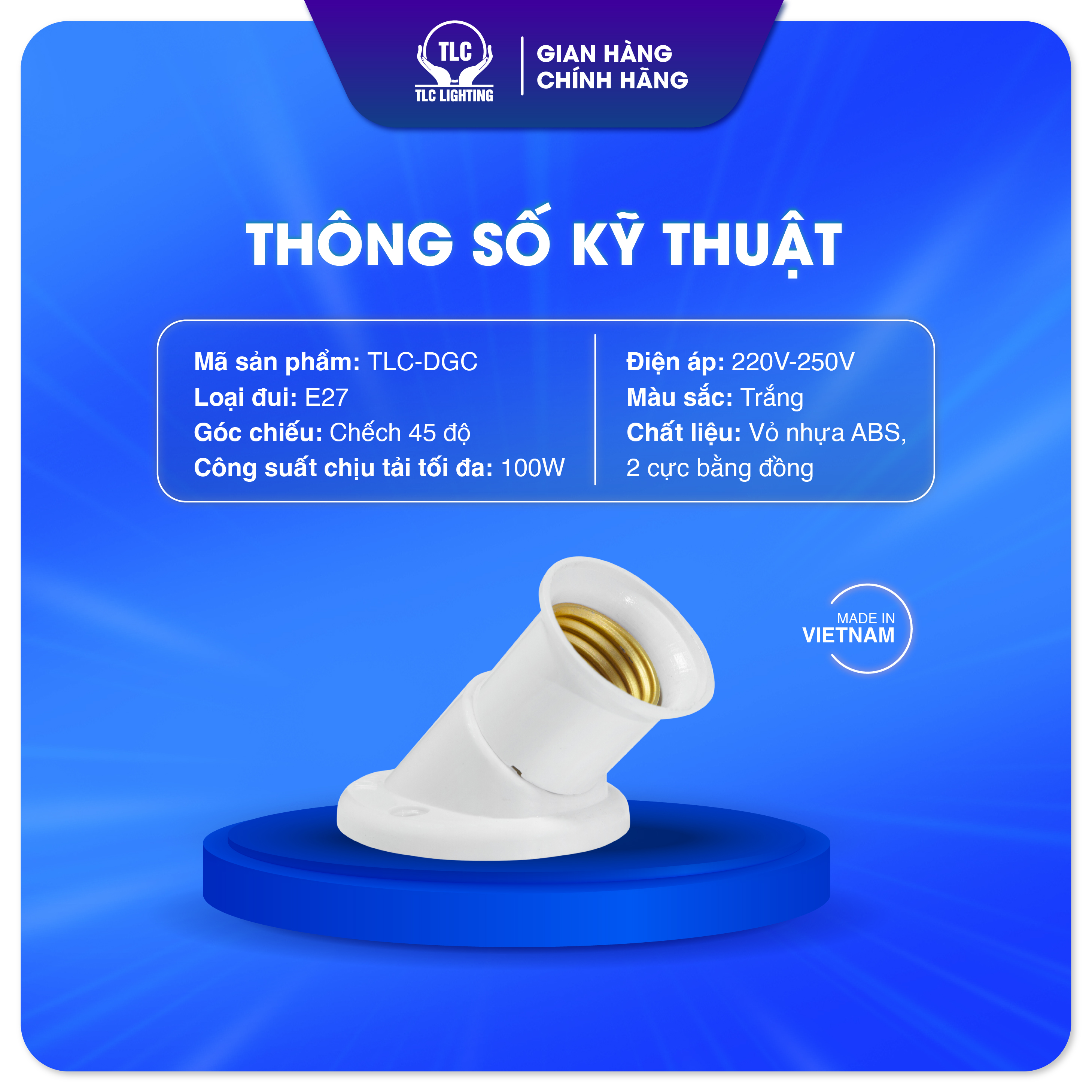 Đui Đèn Chếch Gắn Tường E27 TLC LIGHTING