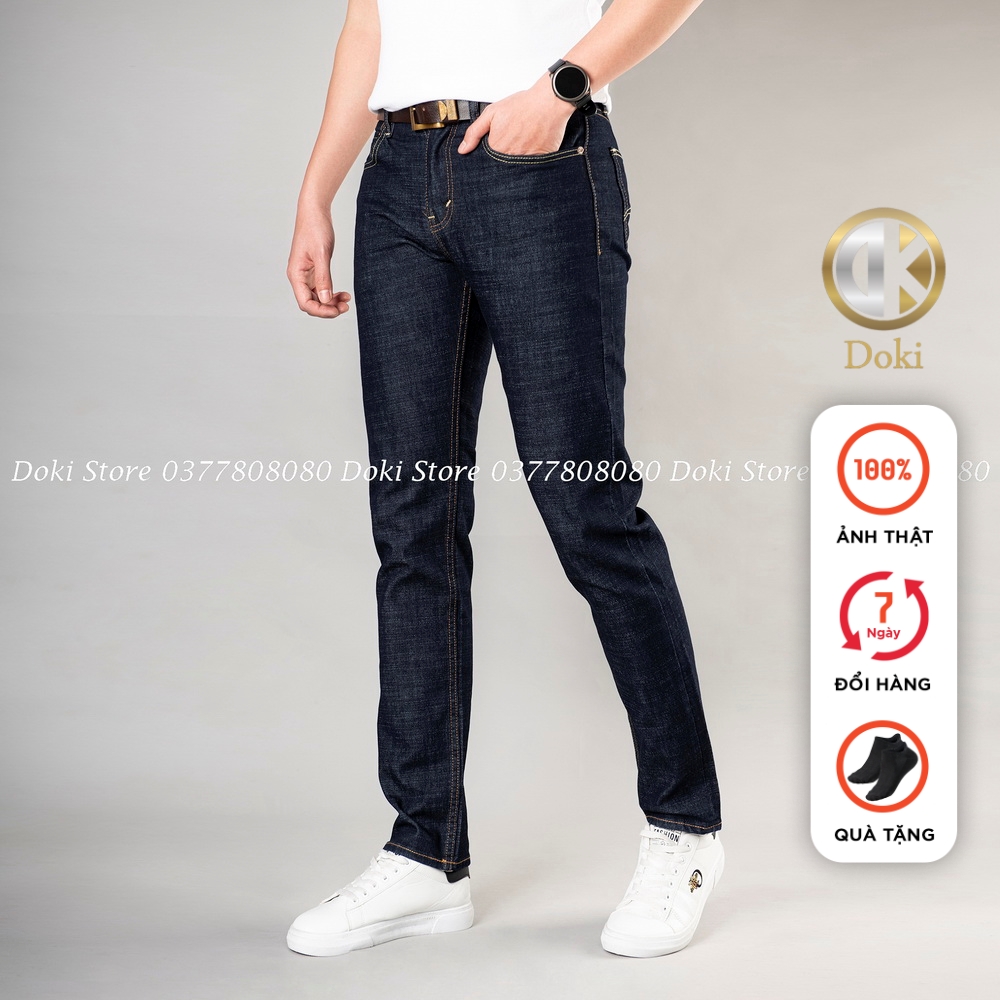 Quần Jean Nam Cao Cấp Màu Xám Đen XT-04 Quần bò nam dáng đứng, Ôm nhẹ, ống 17-18 cm, Chất vải co giãn, thoáng mát, Made in Cambodia - Doki