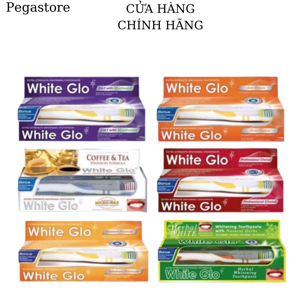 Toothpaste White Teeth White Glo toothpaste pineapple mouth adult suction thuốc, drinking coffee/set toothpaste White Glo 150g (red/purple/green/yellow/white)-pegastore