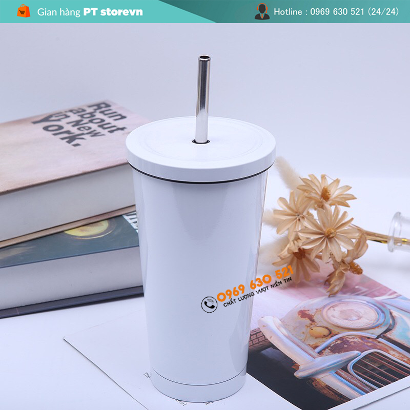 Ly giữ nhiệt 500ml có ống hút -INOX304 Cao Cấp Nhiều Màu Lựa Chọn