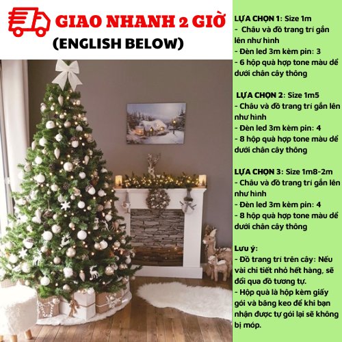 Bộ cây thông Noel và phụ kiện trang trí giáng sinh màu bạc ctne18