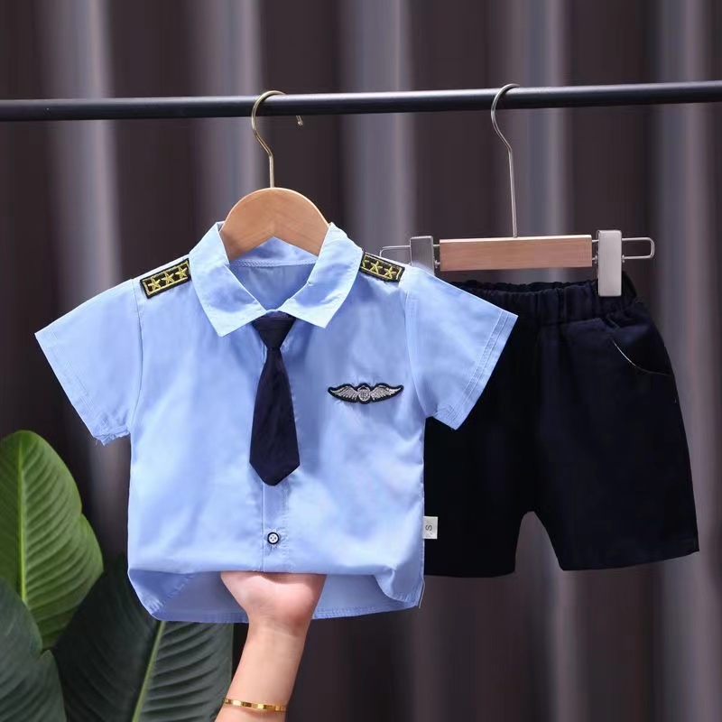 Set Đồ 2 Món Thời Trang Cho Bé Trai Thời trang cà vạt áo sơ mi