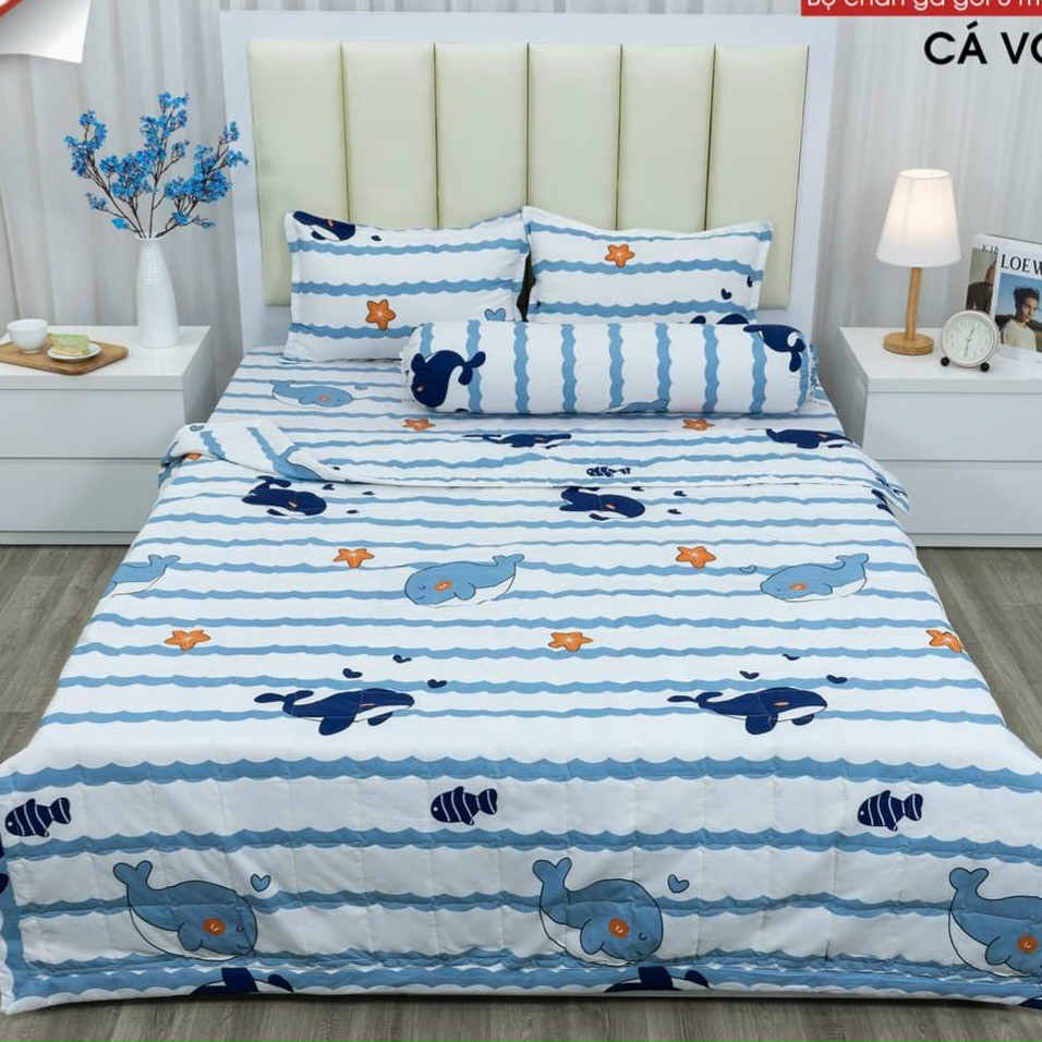 bộ ga gối pholy cotton sét 4 món(1 bộ ga 2 vỏ gối 1 vỏ gối ôm)