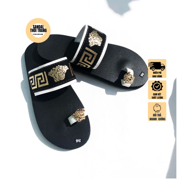 Dép Sandal xỏ ngón nữ FREESHIP dép nữ giá rẻ xỏ ngón Trắng/ Đen SANDAL THỜI TRANG