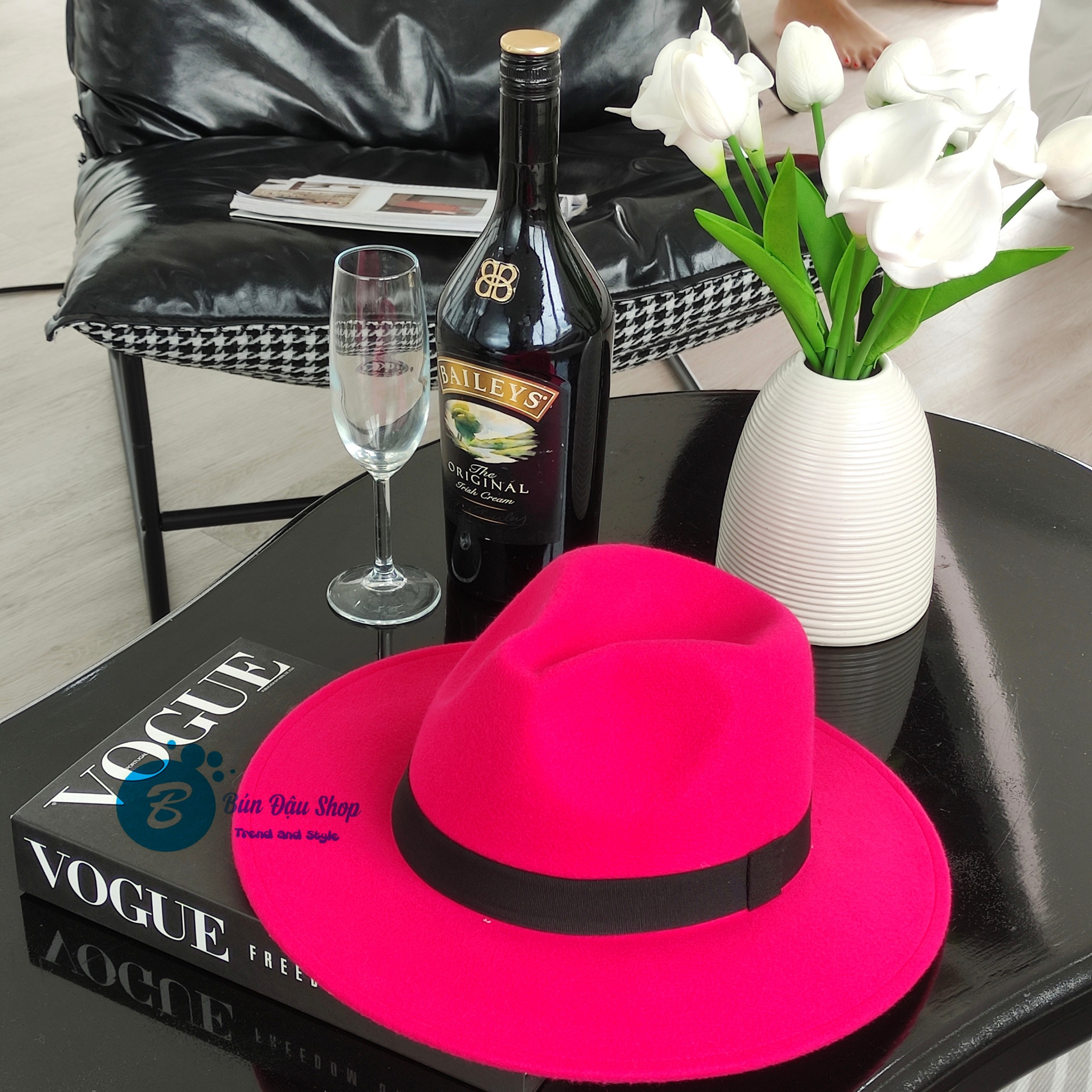 Mũ Phớt Fedora Dạ Nỉ Đai Đen Thời Thượng