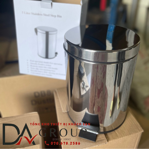 [HỎA TỐC HCM] THÙNG RÁC INOX ĐẠP CHÂN 5 LÍT MÀU ĐEN CAO CẤP
