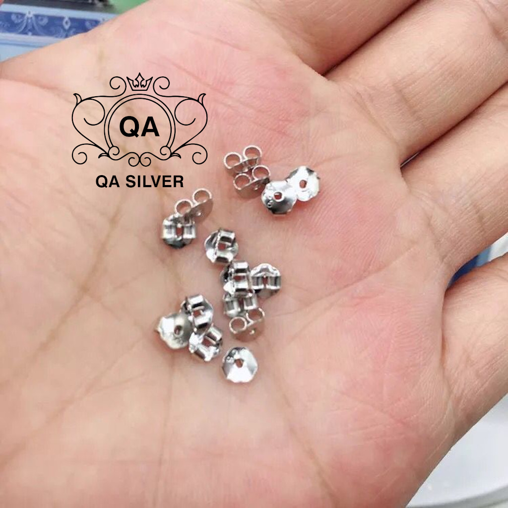 Chốt bướm khuyên tai bạc 925 phủ Platinum đế chui nụ S925 QA SILVER Earring Backs Cap AC200701