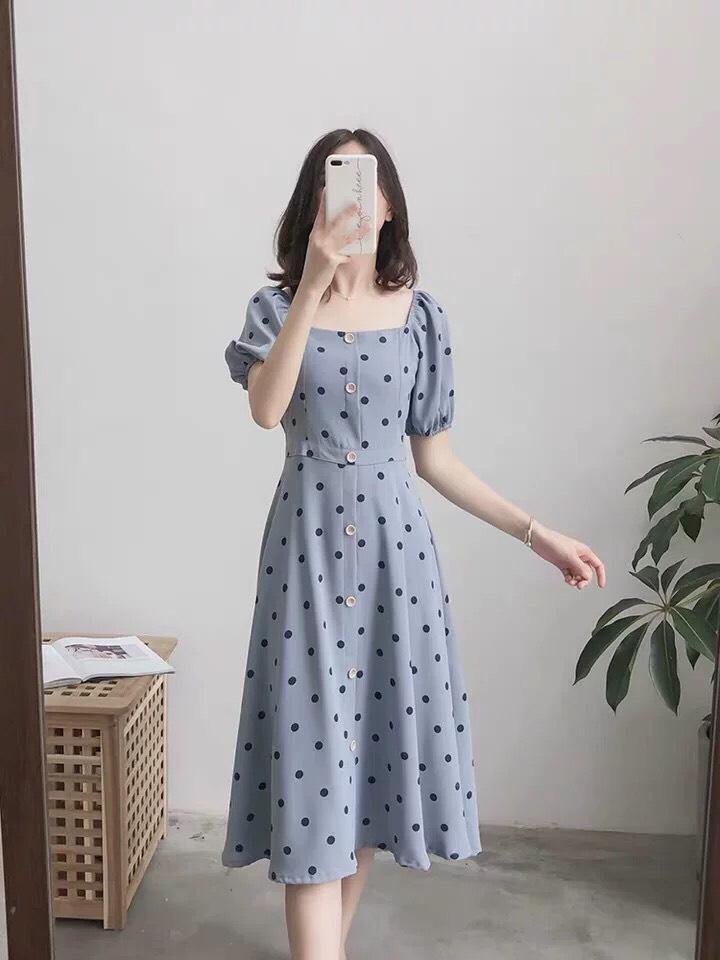 Đầm dự tiệc chấm bi siêu dịu dàng