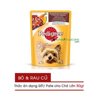 Gói Pate Sốt cho Chó Lớn Pedigree 80gr - Vị Bò Nướng và Rau Nấu Sốt - Nông thumbnail