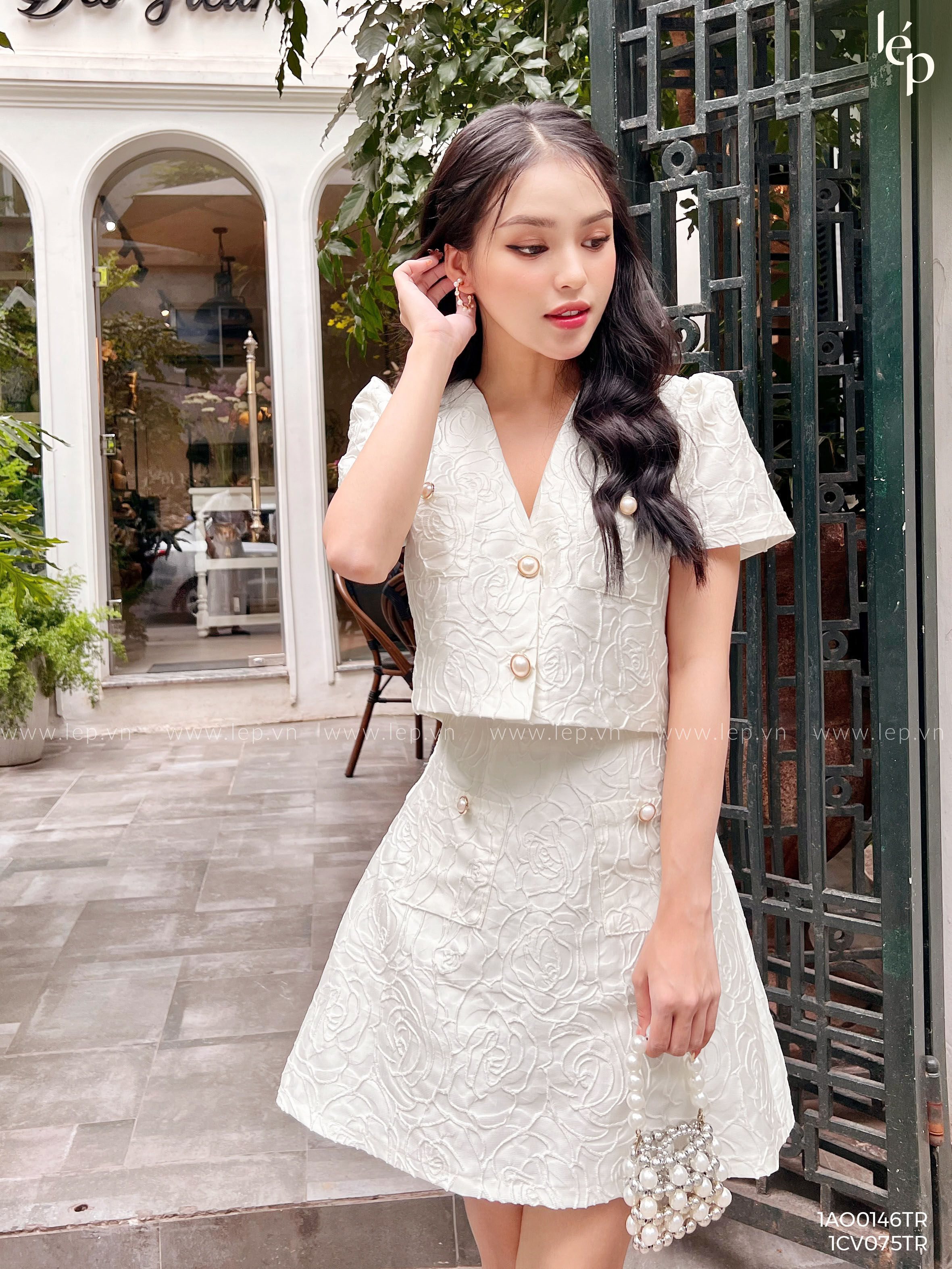 Set Áo Váy Gấm Cúc Ngọc Lep'