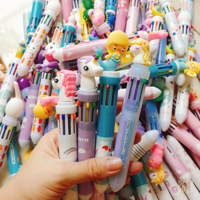 Bút bi bấm 10 màu dễ thương