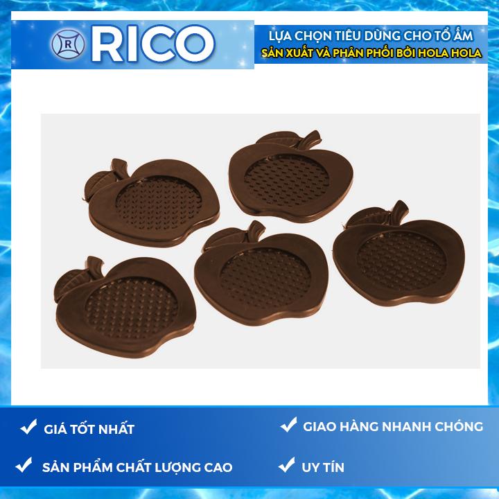 Bộ 5 miếng đế lót ly hình trái táo Rico (Nâu)