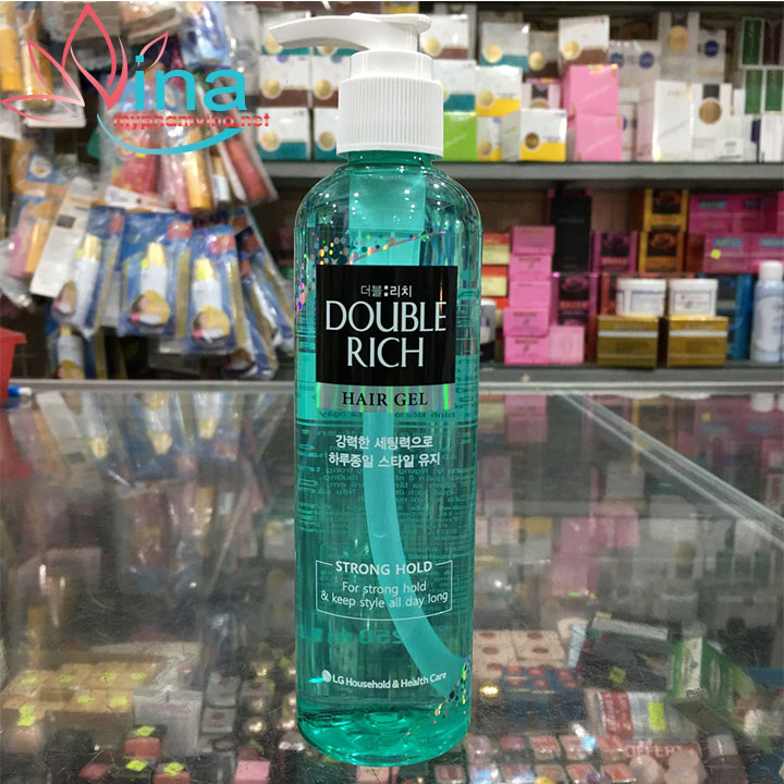 Gel Tạo Kiểu Cho Tóc Uốn Double Rich Hard Hold Chai 250ml (MÀU XANH)