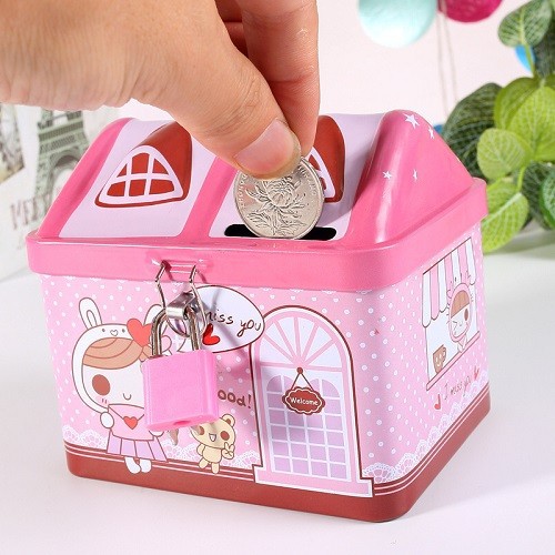 Két sắt mini, Két sắt mini có khóa, Két sắt đựng tiền tiết kiệm hình ngôi nhà dễ thương cho bé