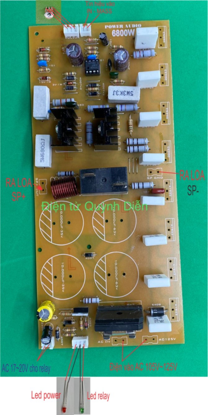 Mạch công suất nguồn đơn 105VAC ~ 135VAC 16 sò (phíp gỗ)
