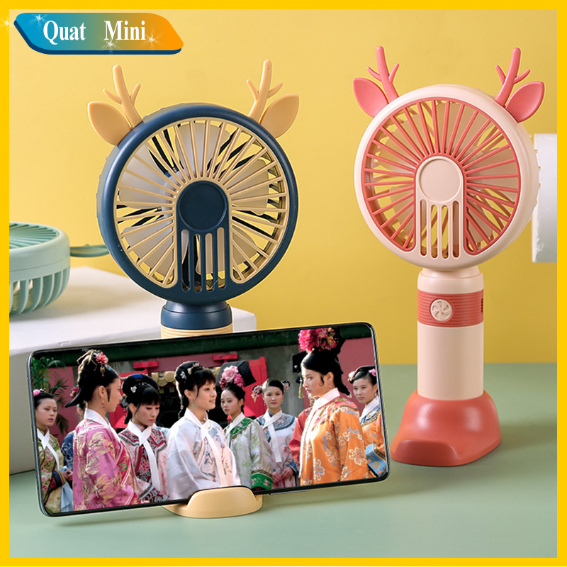 quạt cầm tay tích điện mini 2 tốc độ mạnh,có đèn led