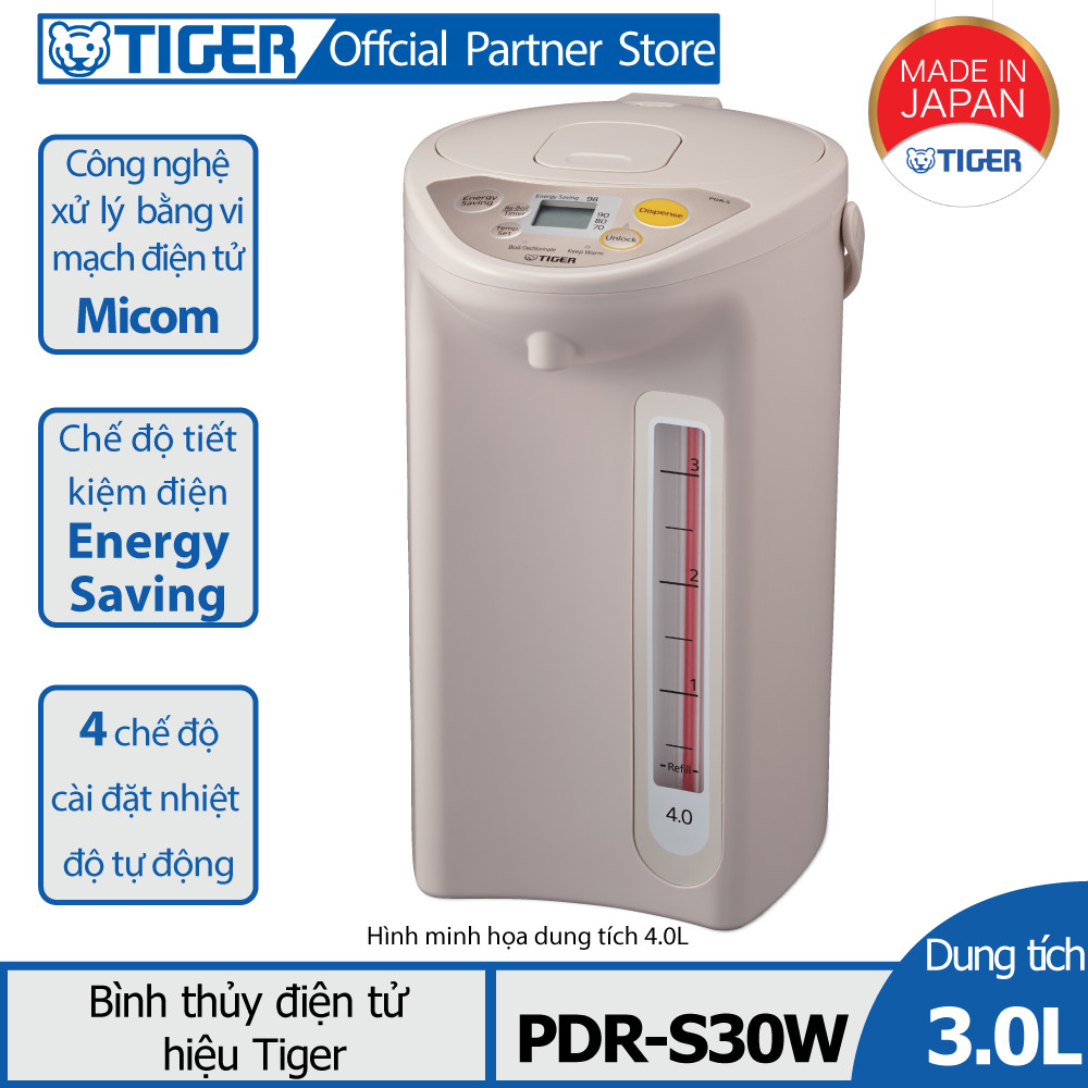 [Trả góp 0%]Bình thủy điện tử Tiger PDR-S30W (3.0L)
