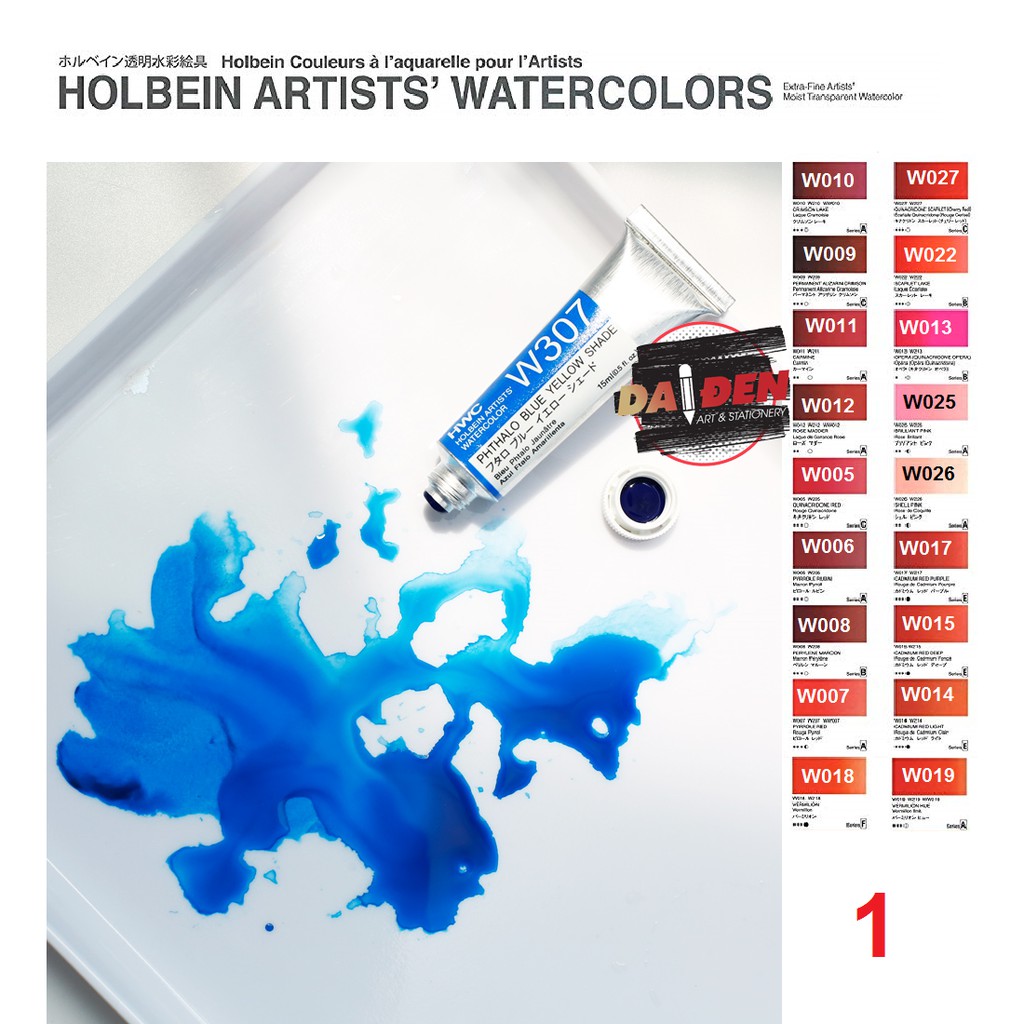 [HCM][DA ĐEN] Màu Nước Holbein Tuýp 5ml ( Bảng 1)