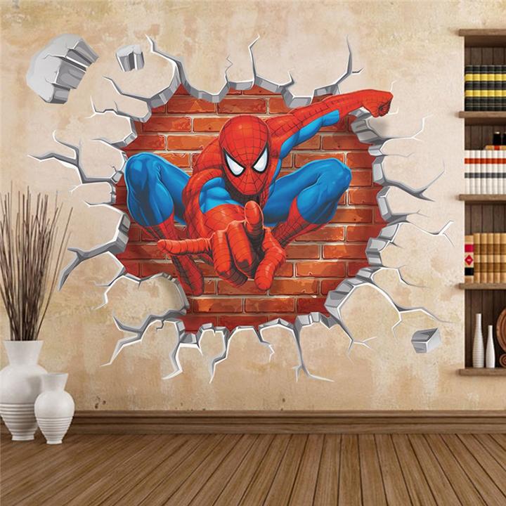 Giấy, decal dán tường Người nhện 3D
