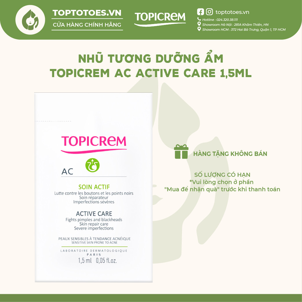 Nhũ tương dưỡng ẩm Topicrem AC Active Care 1.5ml