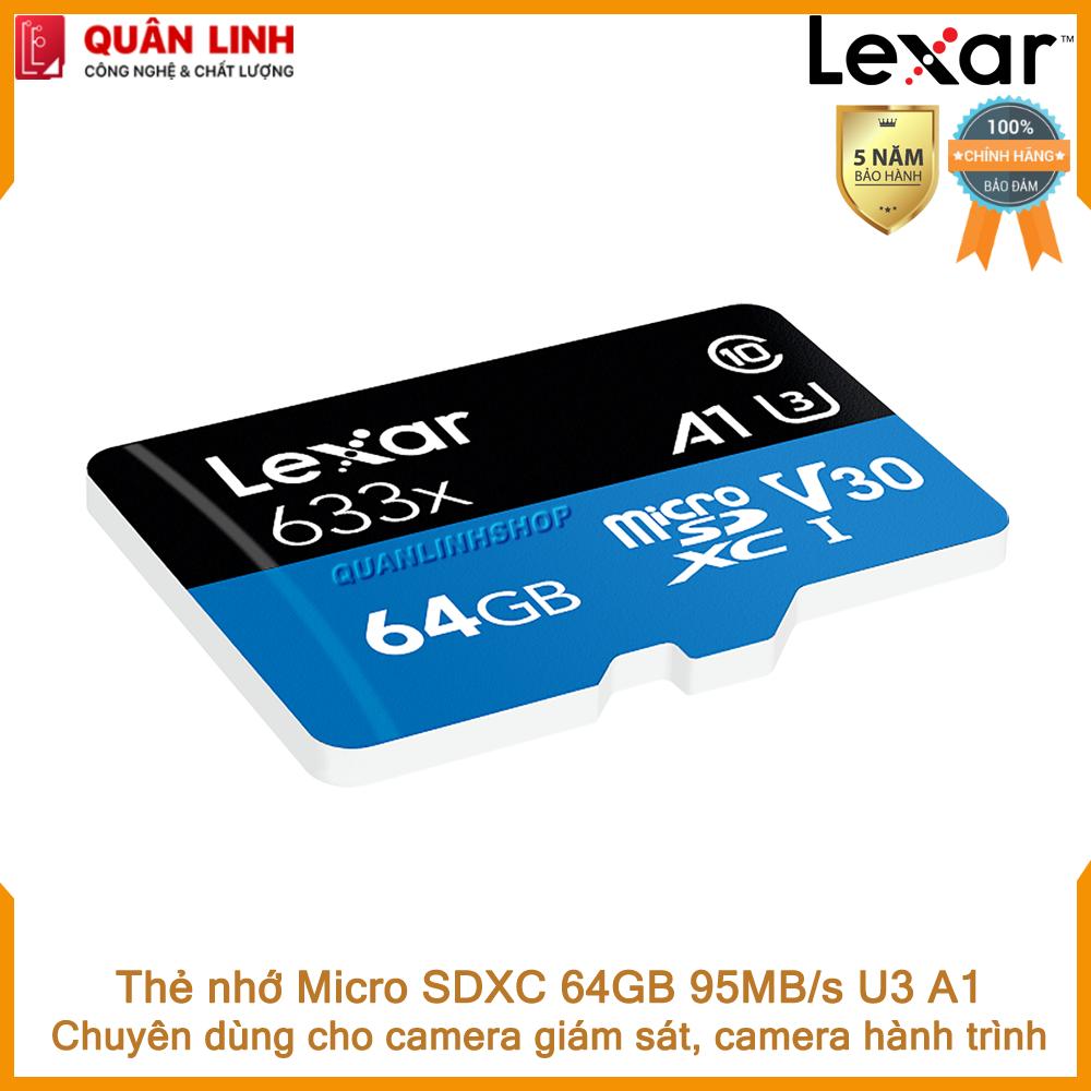 Thẻ nhớ Micro SD 64GB 95MB/s A1 V30 U3 Lexar