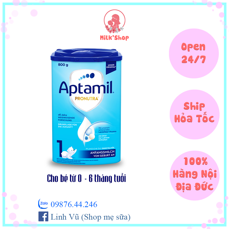 sữa Aptamil nội địa Đức số 1,2,3 (mẫu mới) - 800g - đủ bill