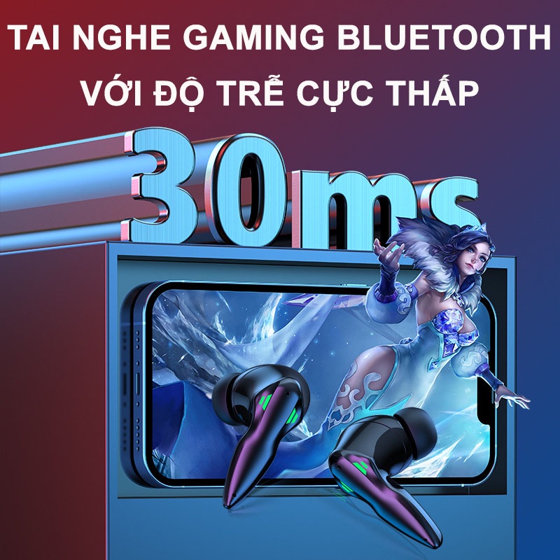 Tai Nghe Gaming H03 Bluetooth 5.3 TWS Tai Nghe Chơi Game Không Dây Có Mic Tai Nghe Nhét Tai Mũ 3 - Độ Trễ Cực Thấp