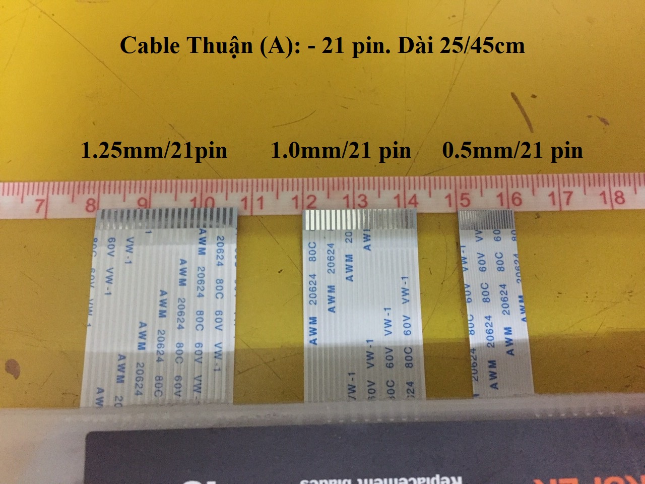 Cable FFC THUẬN (Type A): (Chân pin: 0.5-1.0-1.25mm) - (Số pin: 16-21-23-25-32pin) - Chiều dài cable 25cm