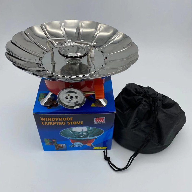 Bếp ga đơn có chắn gió, bếp gas mini du lịch gấp gọn an toàn tiện lợi kèm túi đựng