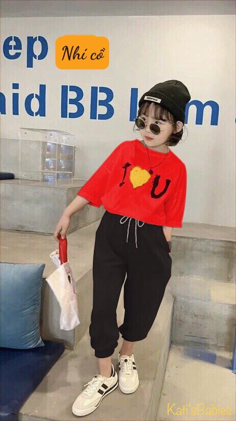 [SIZE NHÍ + ĐẠI+ CỒ] SÉT BỘ THUN I❤️U năng động BÉ GÁI
