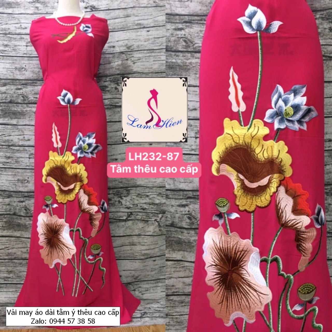 Vải áo dài thêu cao cấp modell LH232