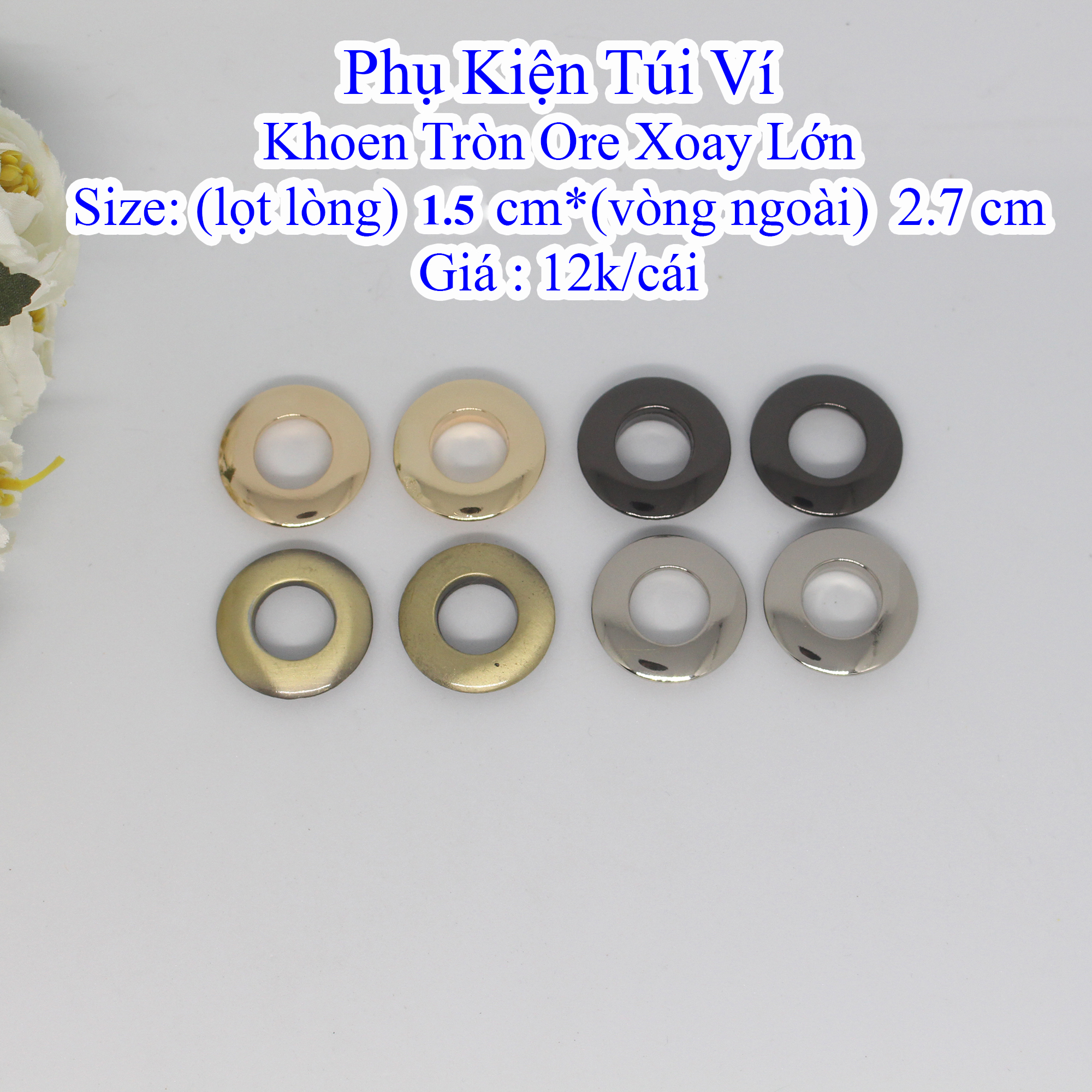 Khoen Tròn Ore Xoay lớn lọt lòng 1.5 cm (22k/cái)