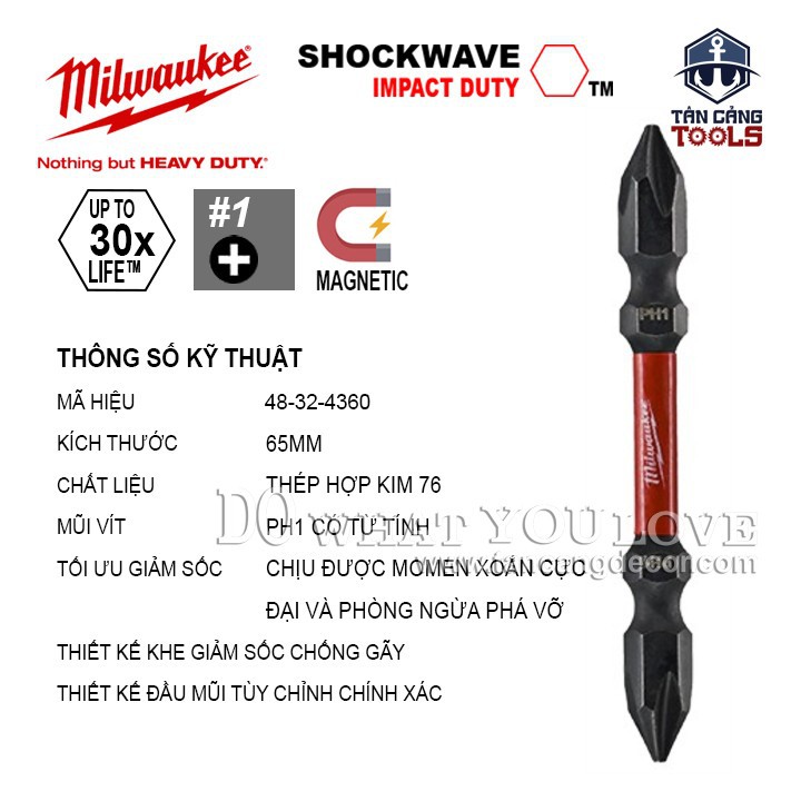 Mũi Bắt Vít Milwaukee PH1 65 mm 48 - 32 - 4360