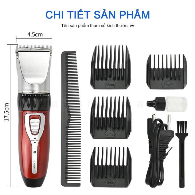 [HCM][Bảo hành 2 năm] Tông đơ cắt tóc hớt tóc gia đình trẻ em không dây chuyên nghiệp Jichen 0817 (Tăng đơ hớt tóc) nhập khẩu